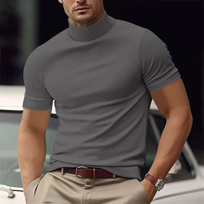 Chris | Basic casual turtleneck t-shirt for men with short sleeves