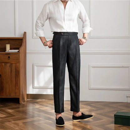 Lusyenn | Men's straight leg linen trousers