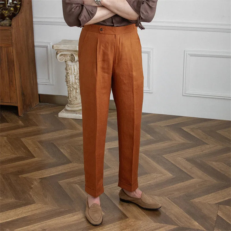 Lusyenn | Men's straight leg linen trousers