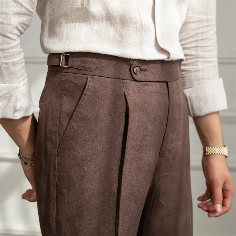 Lusyenn | Men's straight leg linen trousers