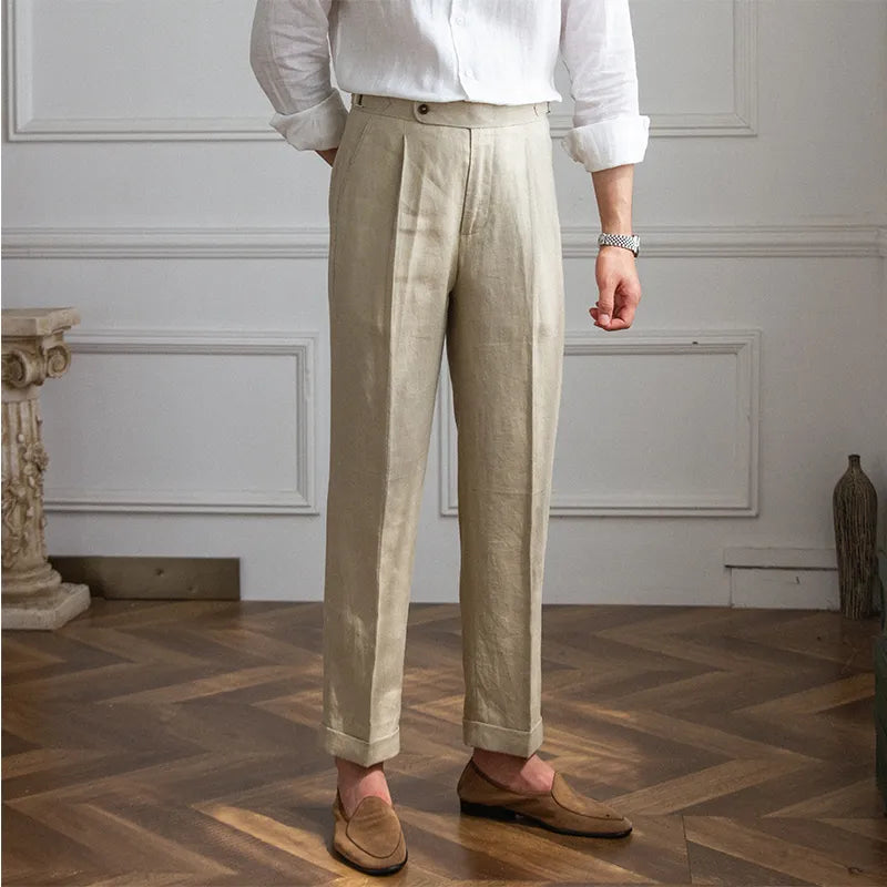 Lusyenn | Men's straight leg linen trousers