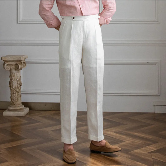 Lusyenn | Men's straight leg linen trousers