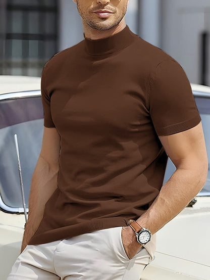 Chris | Basic casual turtleneck t-shirt for men with short sleeves